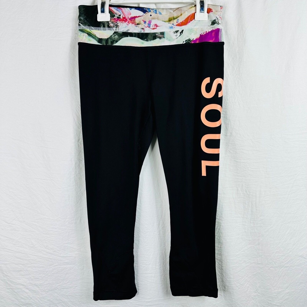 LULULEMON x SOULCYCLE leggings Quarter Black with‎ Multicolor size 4